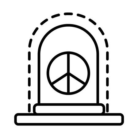 peace symbol in dome line style icon vector illustration designのイラスト素材