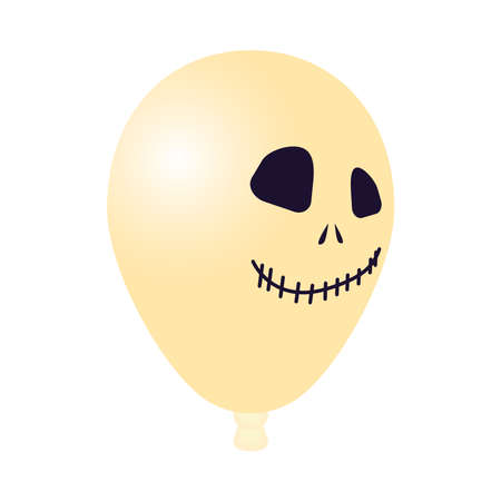 halloween white balloon helium with face vector illustration designのイラスト素材