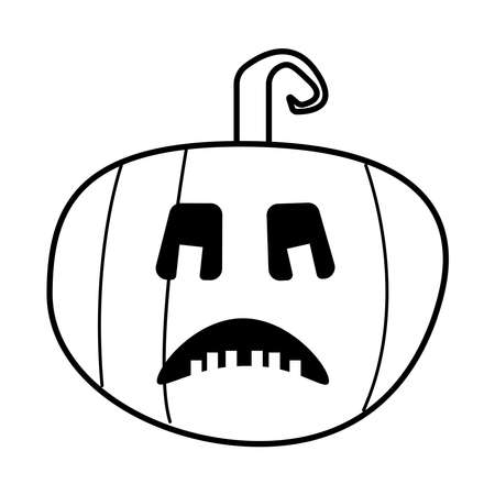 halloween pumpkin with face line style icon vector illustration designのイラスト素材