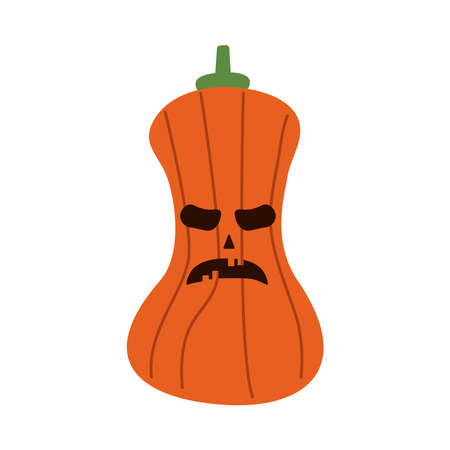 halloween pumpkin with long head flat style icon vector illustration designのイラスト素材