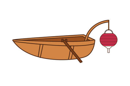 chinese boat with lamp icon vector illustration designのイラスト素材