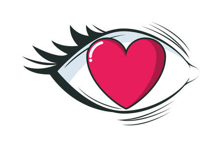 eye human with heart pop art style icon vector illustration designのイラスト素材
