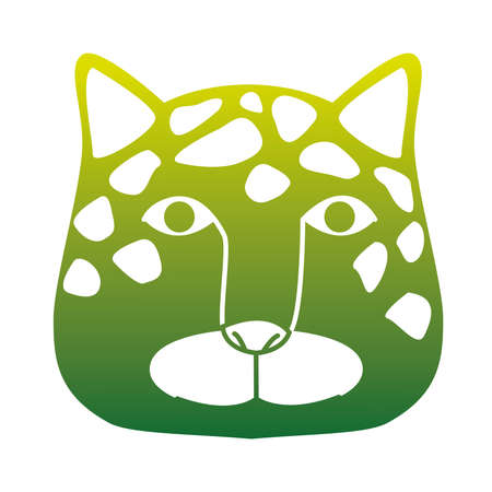 wild leopard feline head green silhouette animal icon vector illustration designのイラスト素材