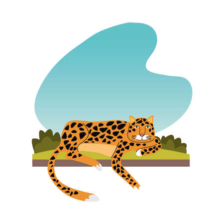 wild leopard feline animal icon vector illustration designのイラスト素材