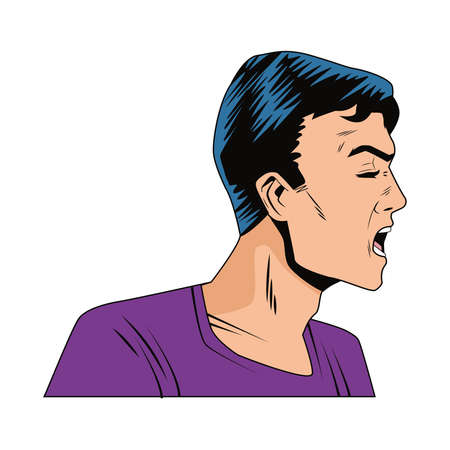 angry man profile pop art style character vector illustration designのイラスト素材