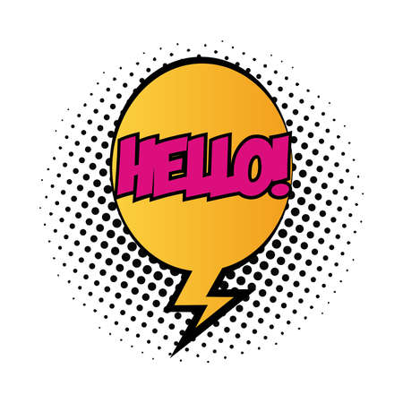 speech bubble with hello word pop art fill style vector illustration designのイラスト素材
