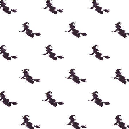 witches flying in brooms silhouettes pattern vector illustration designのイラスト素材