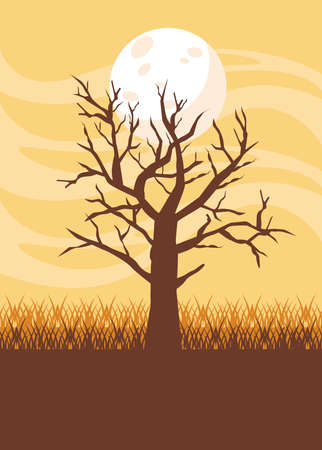 halloween dry tree isolated icon vector illustration designのイラスト素材