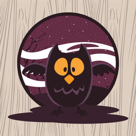 halloween owl bird isolated icon vector illustration designのイラスト素材