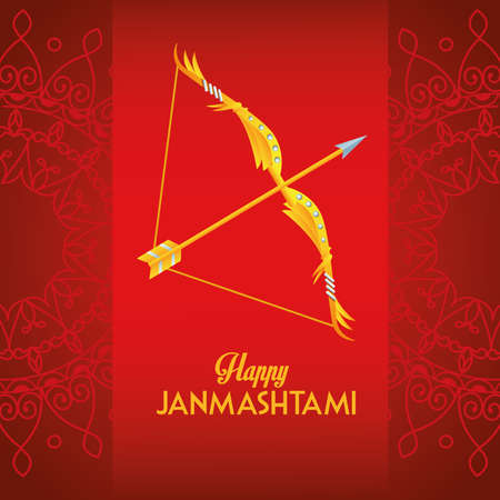 happy dussehra festival poster with lettering and arch in red background vector illustration designのイラスト素材