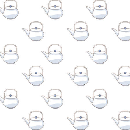 chinese teapots ceramic pattern background vector illustration designのイラスト素材