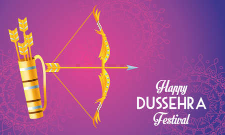 happy dussehra festival poster with arch vector illustration designのイラスト素材