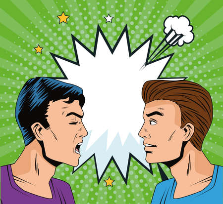 angry men profiles pop art style characters vector illustration designのイラスト素材