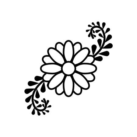 flower and leaves garden line style vector illustration designのイラスト素材