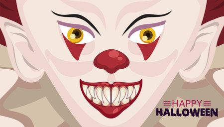 happy halloween horror celebration poster with clown evil illustration design