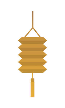 golden chinese paper lamp hanging icon vector illustration designのイラスト素材