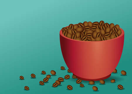 coffee break poster with cup and beans in green background vector illustration designのイラスト素材