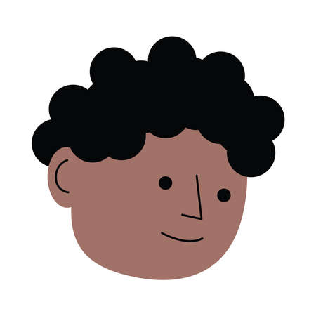afro young man head character icon vector illustration designのイラスト素材