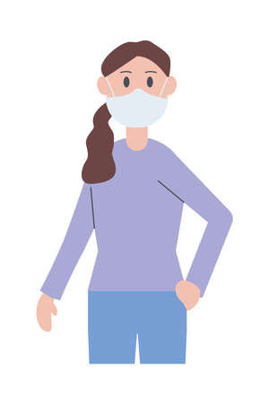 woman wearing medical mask character vector illustration designのイラスト素材