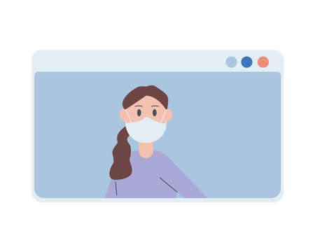 woman wearing medical mask in webpage template vector illustration designのイラスト素材