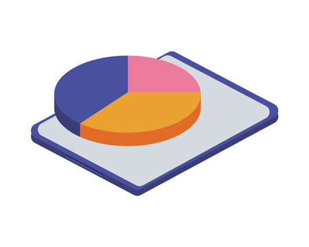 tablet electronic with statistics pie vector illustration designのイラスト素材