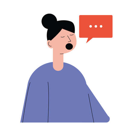 woman sick avatar with speech bubble vector illustration designのイラスト素材