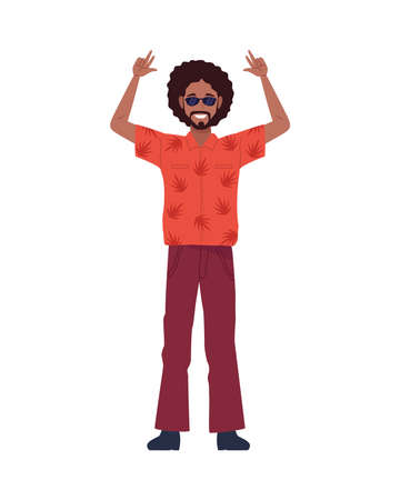 afro man wearing sunglasses perfectly imperfect character vector illustration designのイラスト素材