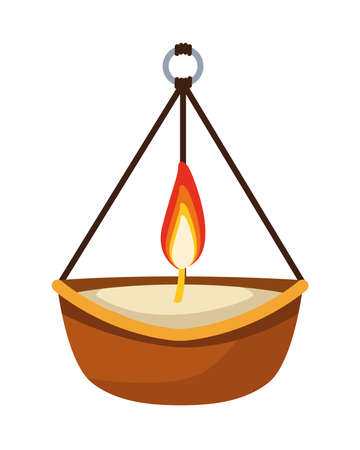 hindu religion candle wooden hanging vector illustration designのイラスト素材