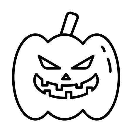 halloween pumpkin face line style icon vector illustration designのイラスト素材