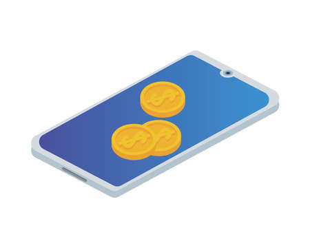 smartphone device technology with coins money vector illustration designのイラスト素材