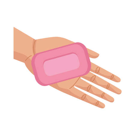 hand with soap bar product icon vector illustration designのイラスト素材