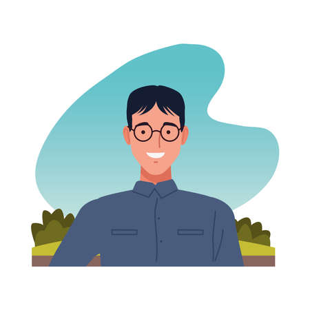 nerd man perfectly imperfect character icon vector illustration designのイラスト素材