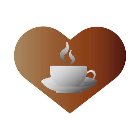 delicious coffee in ceramic cup with love heart vector illustration designのイラスト素材