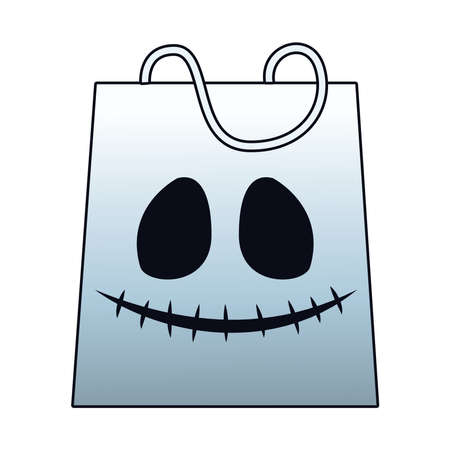 halloween shopping bag with face icon vector illustration designのイラスト素材