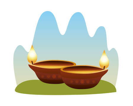 hindu religion candles wooden icons vector illustration designのイラスト素材