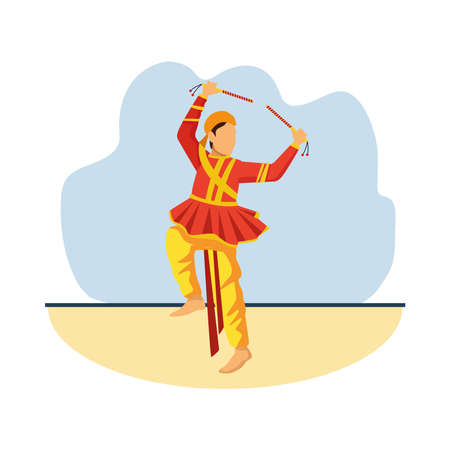 hindu dancer traditional character icon vector illustration designのイラスト素材