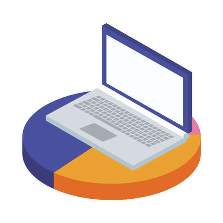 laptop computer portable in stastistics pie vector illustration designのイラスト素材