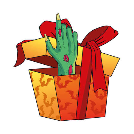death zombie hand in gift halloween icon vector illustration designのイラスト素材