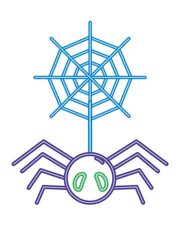 halloween spider and net neon style icon vector illustration designのイラスト素材