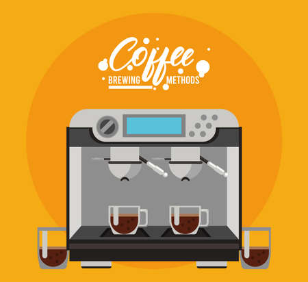 espresso machine coffee brewing method vector illustration designのイラスト素材