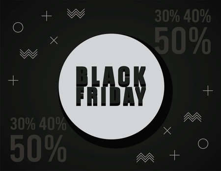 black friday sale banner with lettering in circular frame vector illustration designのイラスト素材