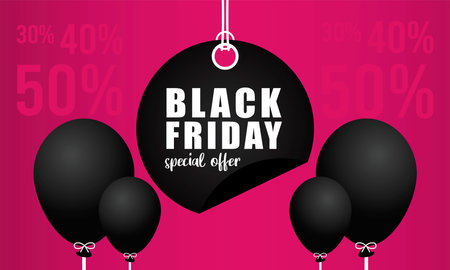 black friday sale banner with lettering in circular tag vector illustration designのイラスト素材