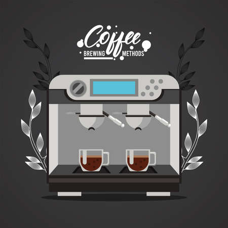 espresso machine coffee brewing method vector illustration designのイラスト素材