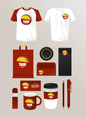 bundle of mexican food mockup elements branding vector illustration designのイラスト素材