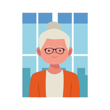 old woman avatar character icon vector illustration designのイラスト素材