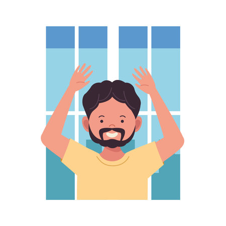 young man with beard avatar chararacter vector illustration designのイラスト素材