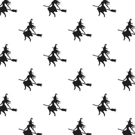 witch in broom flying pattern vector illustration designのイラスト素材