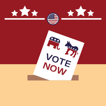 usa elections day poster with flag in donkey and elephant vector illustration