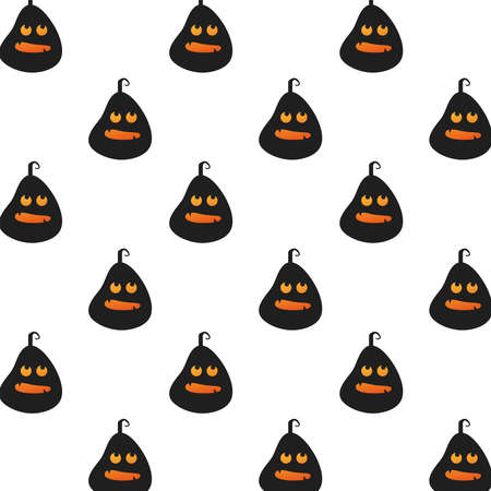 halloween pumpkins faces lanterns pattern vector illustration designのイラスト素材