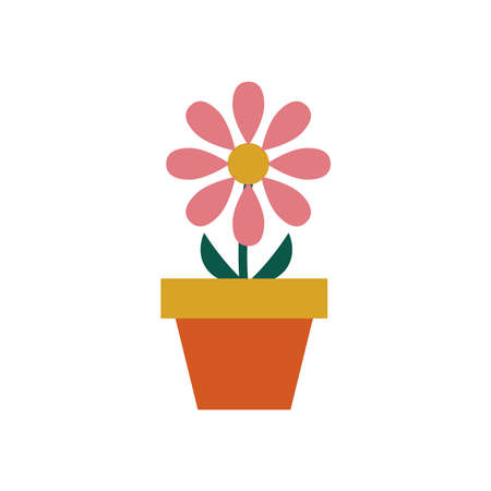 sunflower growth plant in ceramic pot flat style icon vector illustration designのイラスト素材